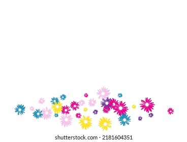 Colorful Floral Background White Vector. Decoration Illustration. Color Chamomile Design. Flowers Pretty Illustration.