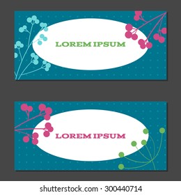 Colorful floral banners. Vector card for your text.