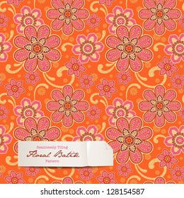 colorful floral batik pattern (seamlessly tiling)