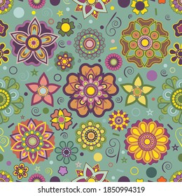 Colorful floral beautiful mandala seamless vector pattern background design