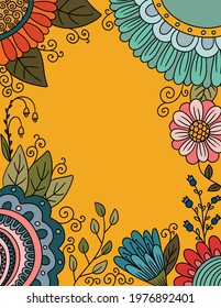 Colorful Floral Border with Copy Space