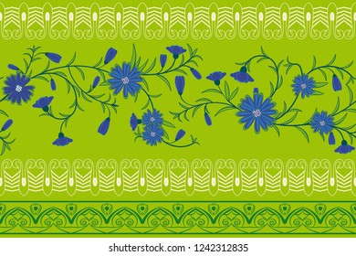 Colorful floral border (Seamless Vector)