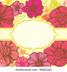 Colorful floral card of decorative flowers with place for your text