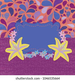 Colorful floral card design with copy space in the middle.Vector illustration.