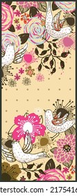 colorful floral card design. Textile or printing with mehndi and ethnic motives. 