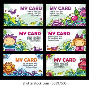 Colorful floral cards set (floral series)