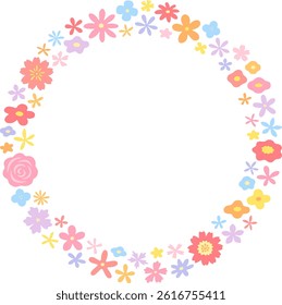 Colorful floral circular ring frame