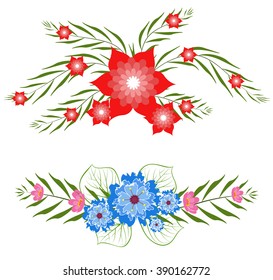 Colorful floral collection with leaves and flowers Spring or summer design for invitation, wedding or greeting cards