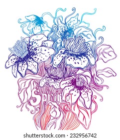 Colorful floral composition. Vector illustration.