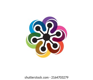 colorful floral curve centralized connection
