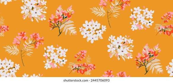 Colorful floral  cute seamless pattern