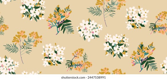 Colorful floral  cute seamless pattern