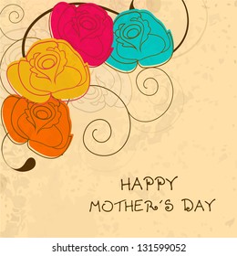 Colorful floral decorated background, banner or flyer for Happy Mothers Day.