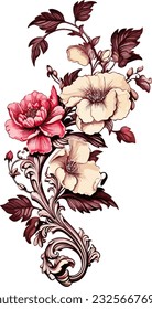 colorful floral decorative element clipart for art design project, banner, graphic, invitation card ect