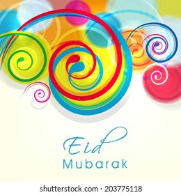 Colorful floral design decorated greeting card for Muslim community festival Eid Mubarak celebrations. 