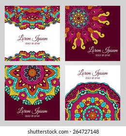 Colorful floral design elements 