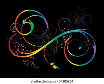 colorful floral design - vector