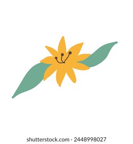 Colorful floral doodle illustration in a trendy style