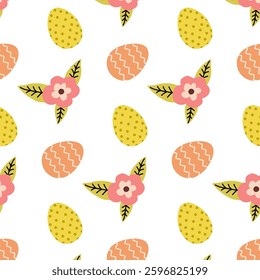 Colorful floral and egg pattern for festive spring decoration and design inspiration