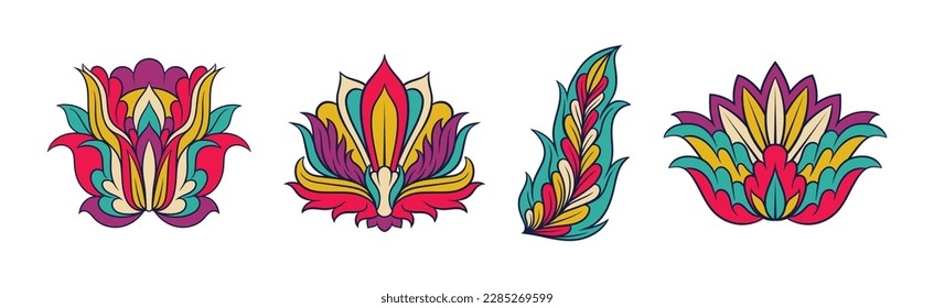 Farbige Blumenelemente auf der Grundlage traditioneller asiatischer Ziergegenstände