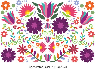 Colorful Floral Embroidery Mexican Background Design Stock Vector ...