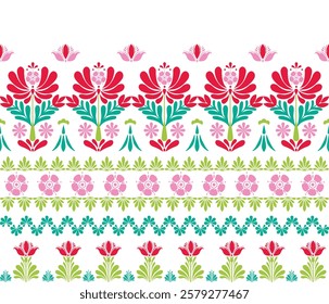 Colorful Floral Folk Pattern Inspired by folk art.