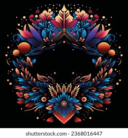 Colorful Floral frame border template illustrations background