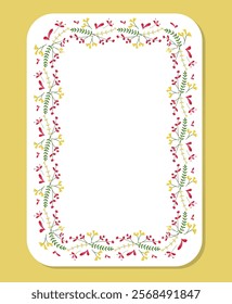 Colorful floral frame.  Botanical rectangle border. Clipart for wedding invitation, greeting cards, save the date. Isolated ilustration. 