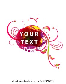 colorful floral frame with sample text