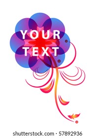 colorful floral frame with sample text