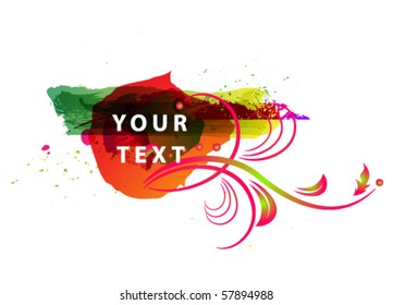 colorful floral frame with sample text