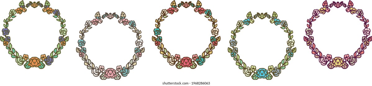 colorful floral frame set vector