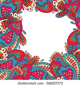 Colorful floral frame for your invitation cards, posters, business cards and other printing products