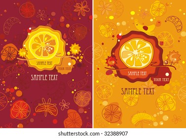 Colorful floral and fruit background with places for your text. Vector abstract Beautiful natural illustration.