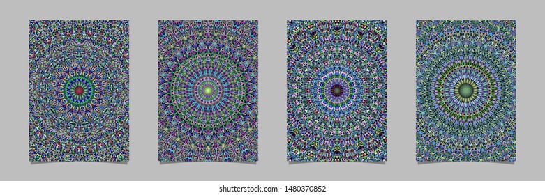 Colorful floral garden mandala poster background set - vector yoga page template graphic designs