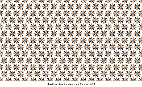 Colorful floral geometric seamless pattern with repeating eight petal motifs in vibrant decorative layout