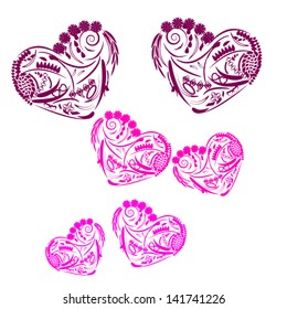 colorful floral heart background