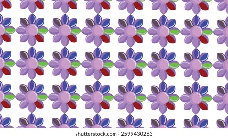 Colorful Floral and Heart Seamless Pattern Design