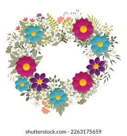 colorful floral heart, vector artwork