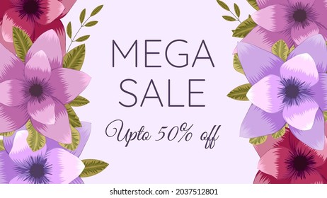 Colorful Floral Holiday Sale background, exotic flower design template for banner, flyer, invitation, poster, web site, card, social media, apps, design ads, marketing, promotion. Vector Illustration