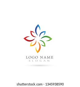 Colorful Floral Logo. Symbol & Icon Vector Template.