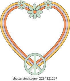 Colorful floral love frame element