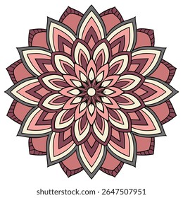 Colorful floral mandala art. Intricate abstract geometric design perfect for decoration, meditation, or spiritual themes.