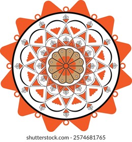 A Colorful Floral Mandala Design Vector
