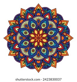 Colorful floral mandala vector illustration isolated on white background 