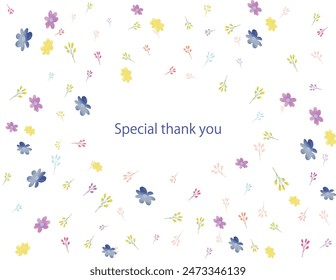 Carte de message floral colorée. rouge, bleu, jaune, vert. couleur pastel. Goût à l'aquarelle. Par exemple, quand on remercie les gens.