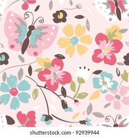 colorful floral nature seamless pattern background