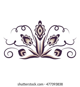 Colorful floral ornament with abstract elements