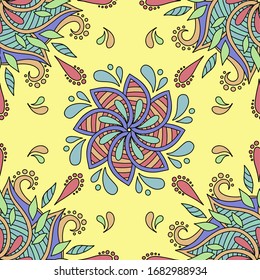 Colorful floral ornament. Seamless pattern element. Ethnic motives. Vector illustration.