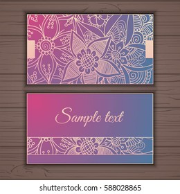 Colorful floral ornamental business card element